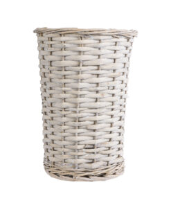 GloboStar® Artificial Garden DOMINGO 20593 Διακοσμητικό Πλεκτό Καλάθι – Κασπώ Γλάστρα – Flower Pot Λευκό με Μπεζ Φ21 x Υ30cm