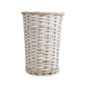 GloboStar® Artificial Garden DOMINGO 20593 Διακοσμητικό Πλεκτό Καλάθι – Κασπώ Γλάστρα – Flower Pot Λευκό με Μπεζ Φ21 x Υ30cm