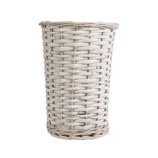 GloboStar® Artificial Garden DOMINGO 20593 Διακοσμητικό Πλεκτό Καλάθι – Κασπώ Γλάστρα – Flower Pot Λευκό με Μπεζ Φ21 x Υ30cm