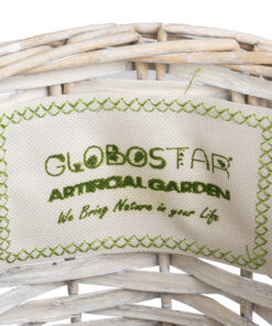 GloboStar® Artificial Garden DOMINGO 20593 Διακοσμητικό Πλεκτό Καλάθι – Κασπώ Γλάστρα – Flower Pot Λευκό με Μπεζ Φ21 x Υ30cm