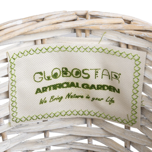 GloboStar® Artificial Garden DOMINGO 20593 Διακοσμητικό Πλεκτό Καλάθι – Κασπώ Γλάστρα – Flower Pot Λευκό με Μπεζ Φ21 x Υ30cm