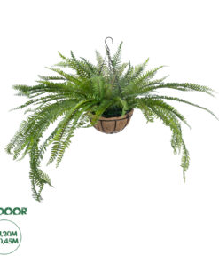 GloboStar® Artificial Garden FERN HANGING PLANT 20624 Τεχνητό Κρεμαστό Διακοσμητικό Φυτό Φτέρης Y45cm