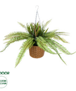 GloboStar® Artificial Garden FERN HANGING BOUQUET PLANT 20629 Τεχνητό Κρεμαστό Διακοσμητικό Φυτό Φτέρης Y56cm