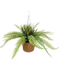 GloboStar® Artificial Garden FERN HANGING BOUQUET PLANT 20629 Τεχνητό Κρεμαστό Διακοσμητικό Φυτό Φτέρης Y56cm