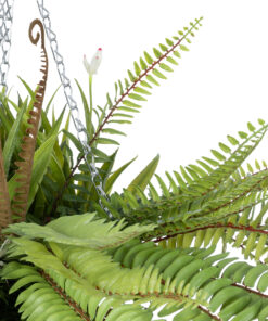 GloboStar® Artificial Garden FERN HANGING BOUQUET PLANT 20629 Τεχνητό Κρεμαστό Διακοσμητικό Φυτό Φτέρης Y56cm