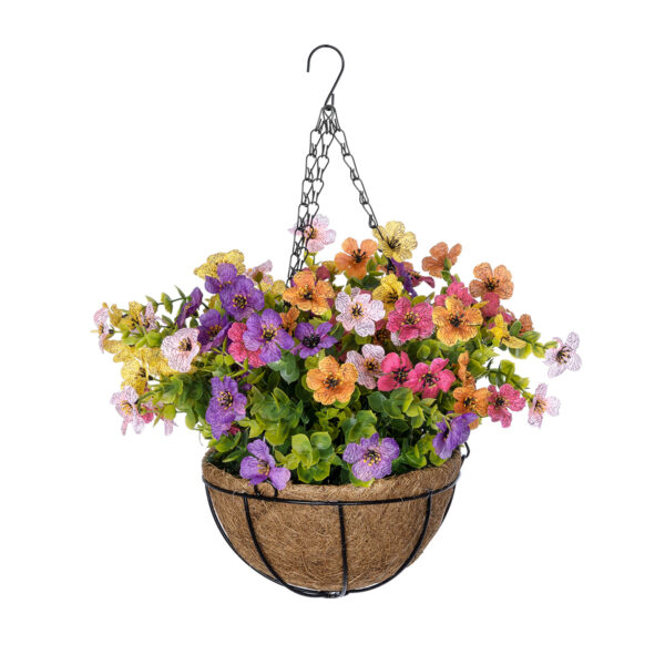 GloboStar® Artificial Garden GERBERA HANGING PLANT 20635 Τεχνητό Κρεμαστό Διακοσμητικό Φυτό Ζέρμπερας Y55cm