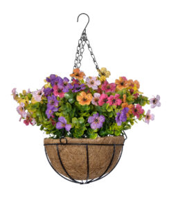 GloboStar® Artificial Garden GERBERA HANGING PLANT 20635 Τεχνητό Κρεμαστό Διακοσμητικό Φυτό Ζέρμπερας Y55cm
