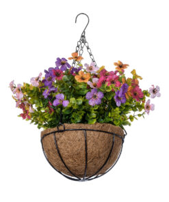 GloboStar® Artificial Garden GERBERA HANGING PLANT 20635 Τεχνητό Κρεμαστό Διακοσμητικό Φυτό Ζέρμπερας Y55cm