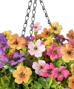 GloboStar® Artificial Garden GERBERA HANGING PLANT 20635 Τεχνητό Κρεμαστό Διακοσμητικό Φυτό Ζέρμπερας Y55cm