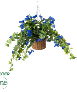GloboStar® Artificial Garden MORNING GLORY HANGING PLANT 20636 Τεχνητό Κρεμαστό Διακοσμητικό Φυτό Ορτανσίας Y55cm