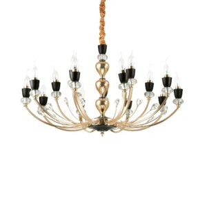 IDEAL LUX Κρεμαστό Φωτιστικό Οροφής VANITY 15xE14 Χρυσού-Μαύρου Χρώματος – 206639