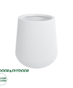GloboStar® Artificial Garden MISSOURI 20692 Διακοσμητικό Πολυεστερικό Τσιμεντένιο Κασπώ Γλάστρα – Flower Pot Λευκό Φ45 x Υ45cm