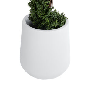 GloboStar® Artificial Garden MISSOURI 20692 Διακοσμητικό Πολυεστερικό Τσιμεντένιο Κασπώ Γλάστρα – Flower Pot Λευκό Φ45 x Υ45cm