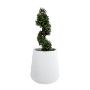 GloboStar® Artificial Garden MISSOURI 20692 Διακοσμητικό Πολυεστερικό Τσιμεντένιο Κασπώ Γλάστρα – Flower Pot Λευκό Φ45 x Υ45cm