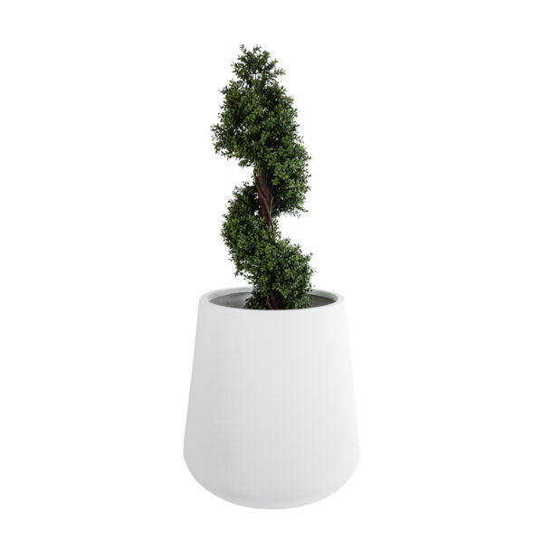 GloboStar® Artificial Garden MISSOURI 20692 Διακοσμητικό Πολυεστερικό Τσιμεντένιο Κασπώ Γλάστρα – Flower Pot Λευκό Φ45 x Υ45cm