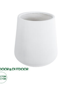 GloboStar® Artificial Garden MISSOURI 20693 Διακοσμητικό Πολυεστερικό Τσιμεντένιο Κασπώ Γλάστρα – Flower Pot Λευκό Φ70 x Υ70cm