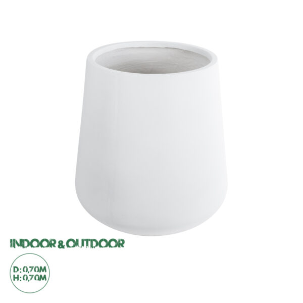 GloboStar® Artificial Garden MISSOURI 20693 Διακοσμητικό Πολυεστερικό Τσιμεντένιο Κασπώ Γλάστρα – Flower Pot Λευκό Φ70 x Υ70cm