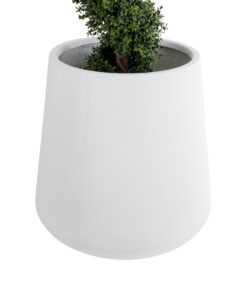GloboStar® Artificial Garden MISSOURI 20693 Διακοσμητικό Πολυεστερικό Τσιμεντένιο Κασπώ Γλάστρα – Flower Pot Λευκό Φ70 x Υ70cm