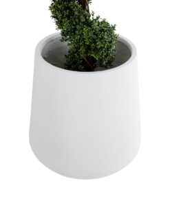 GloboStar® Artificial Garden MISSOURI 20693 Διακοσμητικό Πολυεστερικό Τσιμεντένιο Κασπώ Γλάστρα – Flower Pot Λευκό Φ70 x Υ70cm