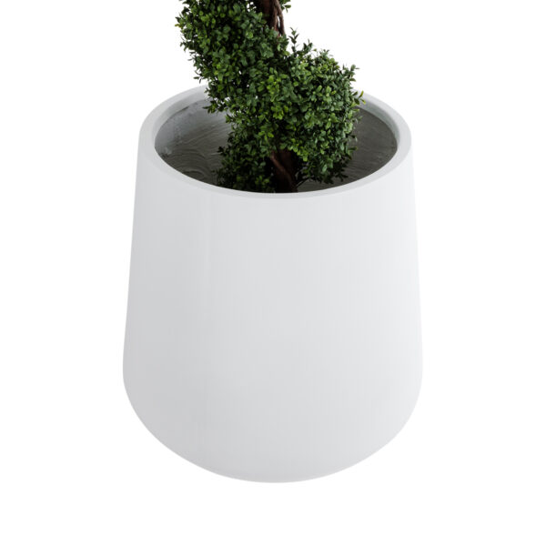 GloboStar® Artificial Garden MISSOURI 20693 Διακοσμητικό Πολυεστερικό Τσιμεντένιο Κασπώ Γλάστρα – Flower Pot Λευκό Φ70 x Υ70cm