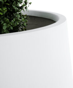 GloboStar® Artificial Garden MISSOURI 20693 Διακοσμητικό Πολυεστερικό Τσιμεντένιο Κασπώ Γλάστρα – Flower Pot Λευκό Φ70 x Υ70cm