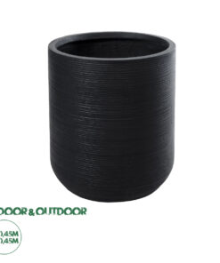 GloboStar® Artificial Garden DAMASCUS 20694 Διακοσμητικό Πολυεστερικό Τσιμεντένιο Κασπώ Γλάστρα – Flower Pot Μαύρο Φ45 x Υ45cm