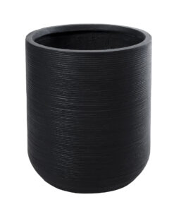 GloboStar® Artificial Garden DAMASCUS 20694 Διακοσμητικό Πολυεστερικό Τσιμεντένιο Κασπώ Γλάστρα – Flower Pot Μαύρο Φ45 x Υ45cm