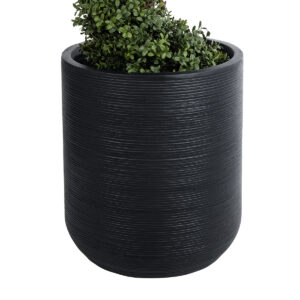 GloboStar® Artificial Garden DAMASCUS 20694 Διακοσμητικό Πολυεστερικό Τσιμεντένιο Κασπώ Γλάστρα – Flower Pot Μαύρο Φ45 x Υ45cm