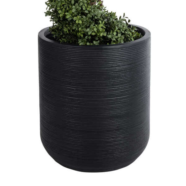 GloboStar® Artificial Garden DAMASCUS 20694 Διακοσμητικό Πολυεστερικό Τσιμεντένιο Κασπώ Γλάστρα – Flower Pot Μαύρο Φ45 x Υ45cm