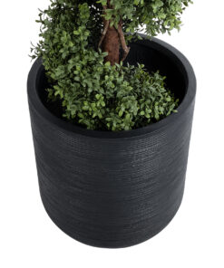 GloboStar® Artificial Garden DAMASCUS 20694 Διακοσμητικό Πολυεστερικό Τσιμεντένιο Κασπώ Γλάστρα – Flower Pot Μαύρο Φ45 x Υ45cm