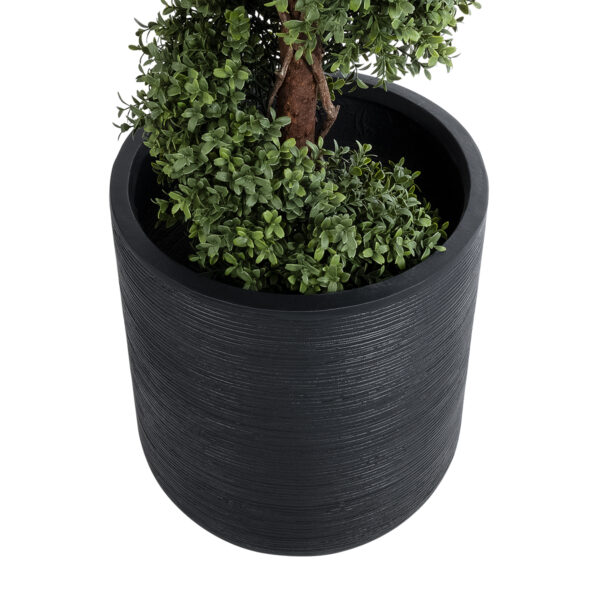 GloboStar® Artificial Garden DAMASCUS 20694 Διακοσμητικό Πολυεστερικό Τσιμεντένιο Κασπώ Γλάστρα – Flower Pot Μαύρο Φ45 x Υ45cm