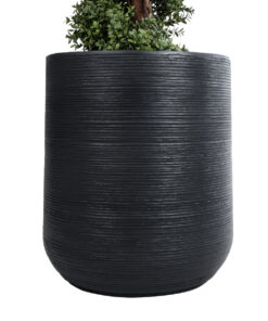 GloboStar® Artificial Garden DAMASCUS 20694 Διακοσμητικό Πολυεστερικό Τσιμεντένιο Κασπώ Γλάστρα – Flower Pot Μαύρο Φ45 x Υ45cm