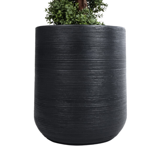 GloboStar® Artificial Garden DAMASCUS 20694 Διακοσμητικό Πολυεστερικό Τσιμεντένιο Κασπώ Γλάστρα – Flower Pot Μαύρο Φ45 x Υ45cm