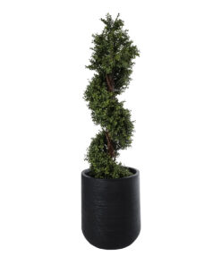 GloboStar® Artificial Garden DAMASCUS 20694 Διακοσμητικό Πολυεστερικό Τσιμεντένιο Κασπώ Γλάστρα – Flower Pot Μαύρο Φ45 x Υ45cm