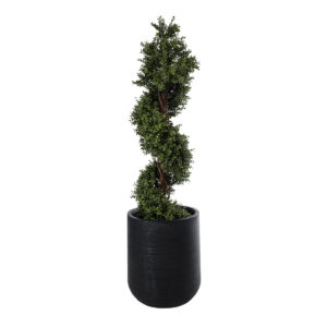 GloboStar® Artificial Garden DAMASCUS 20694 Διακοσμητικό Πολυεστερικό Τσιμεντένιο Κασπώ Γλάστρα – Flower Pot Μαύρο Φ45 x Υ45cm
