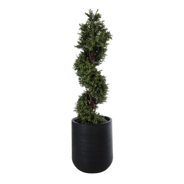 GloboStar® Artificial Garden DAMASCUS 20694 Διακοσμητικό Πολυεστερικό Τσιμεντένιο Κασπώ Γλάστρα – Flower Pot Μαύρο Φ45 x Υ45cm