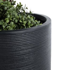 GloboStar® Artificial Garden DAMASCUS 20694 Διακοσμητικό Πολυεστερικό Τσιμεντένιο Κασπώ Γλάστρα – Flower Pot Μαύρο Φ45 x Υ45cm