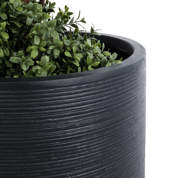 GloboStar® Artificial Garden DAMASCUS 20694 Διακοσμητικό Πολυεστερικό Τσιμεντένιο Κασπώ Γλάστρα – Flower Pot Μαύρο Φ45 x Υ45cm