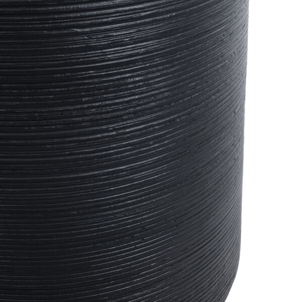 GloboStar® Artificial Garden DAMASCUS 20694 Διακοσμητικό Πολυεστερικό Τσιμεντένιο Κασπώ Γλάστρα – Flower Pot Μαύρο Φ45 x Υ45cm