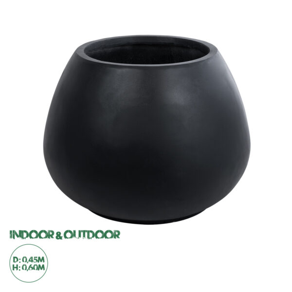 GloboStar® Artificial Garden COLOMBO 20695 Διακοσμητικό Πολυεστερικό Τσιμεντένιο Κασπώ Γλάστρα – Flower Pot Μαύρο Φ60 x Υ45cm