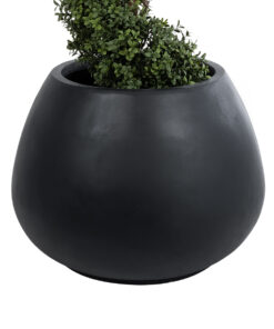 GloboStar® Artificial Garden COLOMBO 20695 Διακοσμητικό Πολυεστερικό Τσιμεντένιο Κασπώ Γλάστρα – Flower Pot Μαύρο Φ60 x Υ45cm