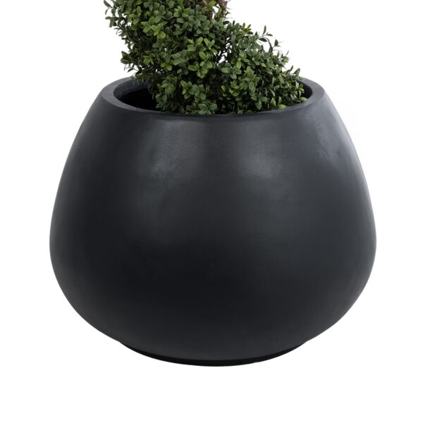 GloboStar® Artificial Garden COLOMBO 20695 Διακοσμητικό Πολυεστερικό Τσιμεντένιο Κασπώ Γλάστρα – Flower Pot Μαύρο Φ60 x Υ45cm
