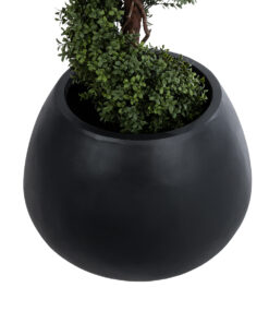GloboStar® Artificial Garden COLOMBO 20695 Διακοσμητικό Πολυεστερικό Τσιμεντένιο Κασπώ Γλάστρα – Flower Pot Μαύρο Φ60 x Υ45cm