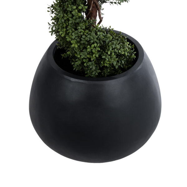 GloboStar® Artificial Garden COLOMBO 20695 Διακοσμητικό Πολυεστερικό Τσιμεντένιο Κασπώ Γλάστρα – Flower Pot Μαύρο Φ60 x Υ45cm