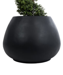 GloboStar® Artificial Garden COLOMBO 20695 Διακοσμητικό Πολυεστερικό Τσιμεντένιο Κασπώ Γλάστρα – Flower Pot Μαύρο Φ60 x Υ45cm