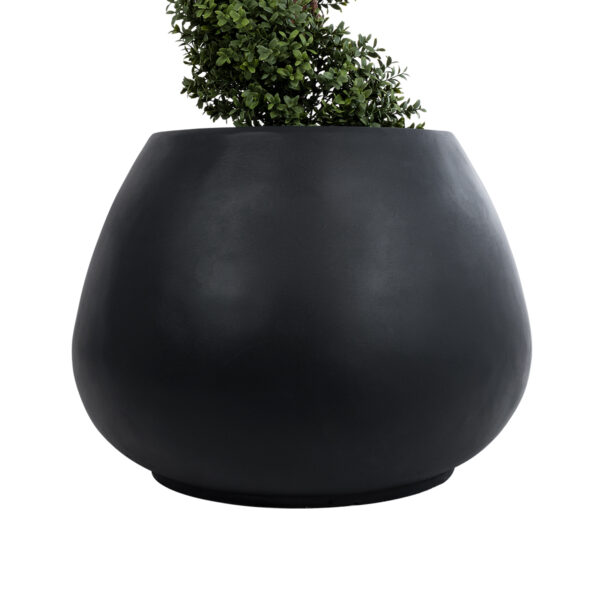 GloboStar® Artificial Garden COLOMBO 20695 Διακοσμητικό Πολυεστερικό Τσιμεντένιο Κασπώ Γλάστρα – Flower Pot Μαύρο Φ60 x Υ45cm