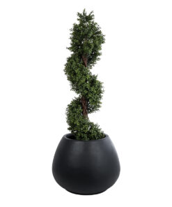 GloboStar® Artificial Garden COLOMBO 20695 Διακοσμητικό Πολυεστερικό Τσιμεντένιο Κασπώ Γλάστρα – Flower Pot Μαύρο Φ60 x Υ45cm