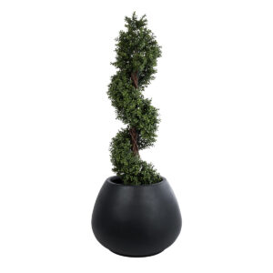 GloboStar® Artificial Garden COLOMBO 20695 Διακοσμητικό Πολυεστερικό Τσιμεντένιο Κασπώ Γλάστρα – Flower Pot Μαύρο Φ60 x Υ45cm