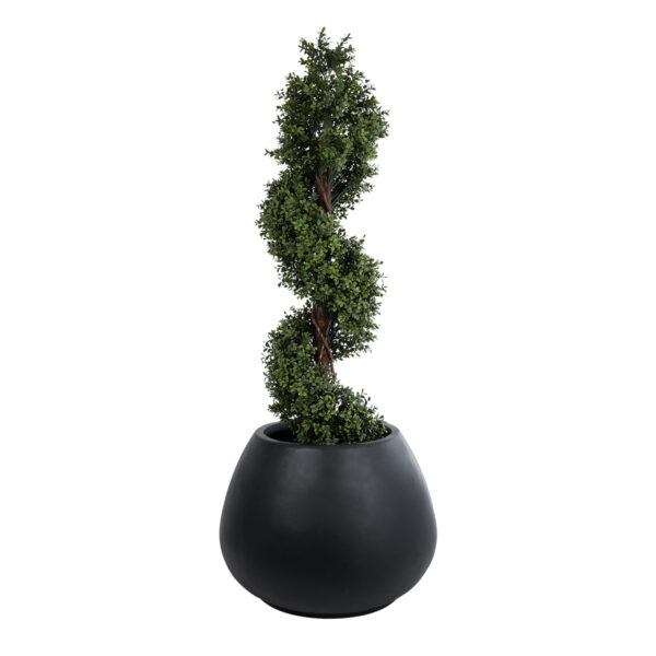 GloboStar® Artificial Garden COLOMBO 20695 Διακοσμητικό Πολυεστερικό Τσιμεντένιο Κασπώ Γλάστρα – Flower Pot Μαύρο Φ60 x Υ45cm