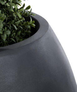 GloboStar® Artificial Garden COLOMBO 20695 Διακοσμητικό Πολυεστερικό Τσιμεντένιο Κασπώ Γλάστρα – Flower Pot Μαύρο Φ60 x Υ45cm